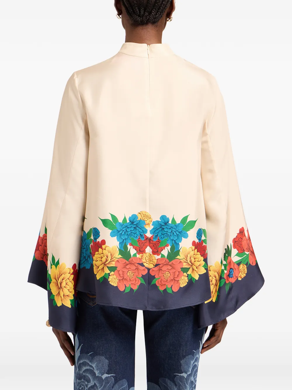 La DoubleJ Shirt met bloemenprint Beige