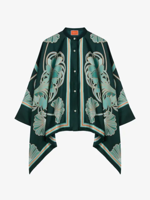 La DoubleJ camisa Foulard Blooming Tulip Placée de sarga de seda
