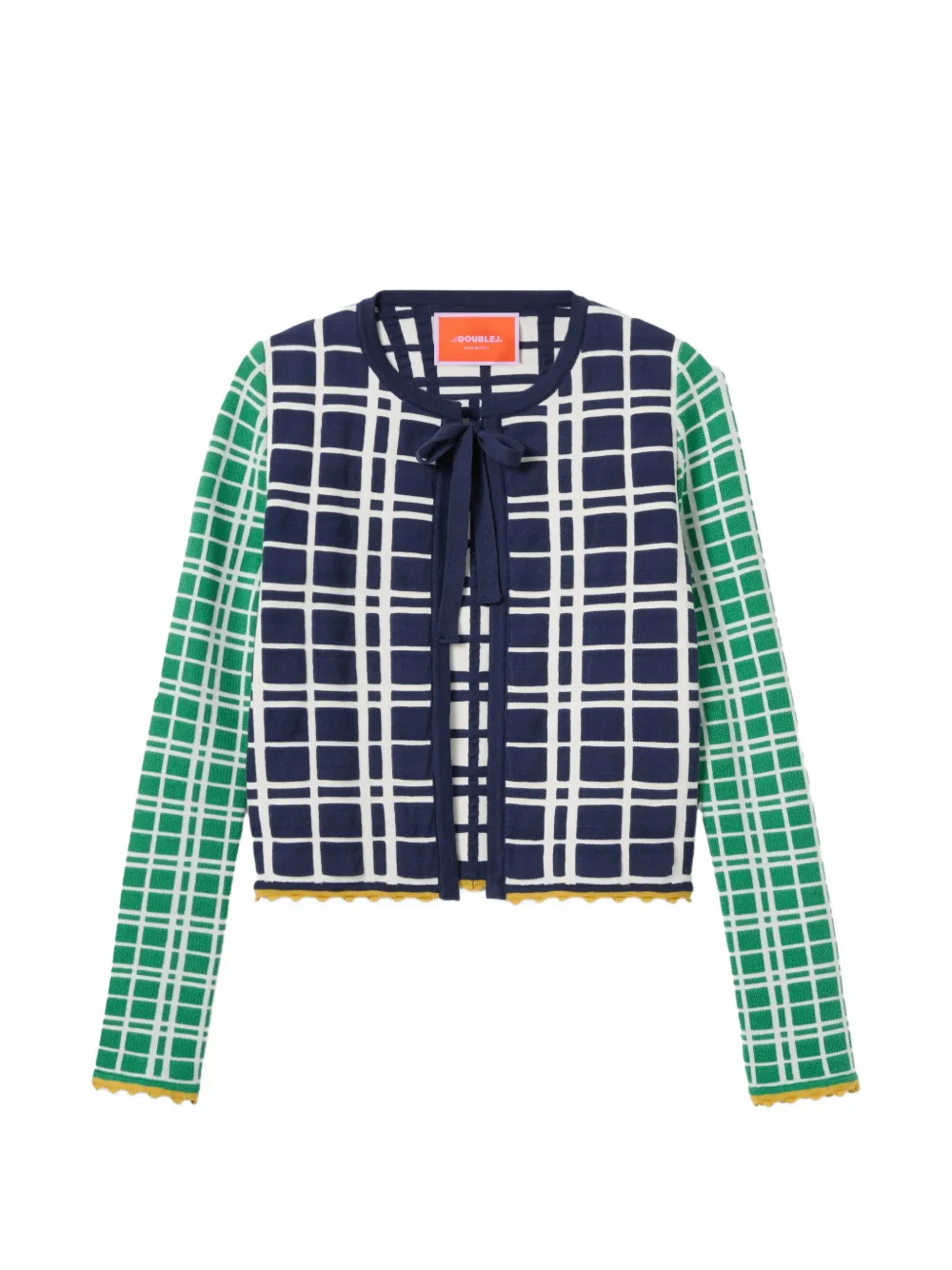 La DoubleJ Karierter Cardigan mit Schnürung - Blau