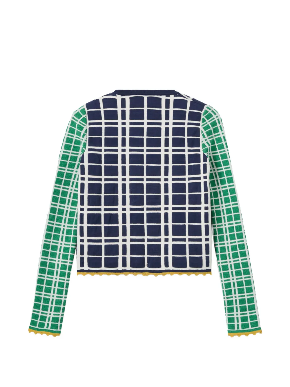 La Doublej Tie Front Checked Cardigan In Blue