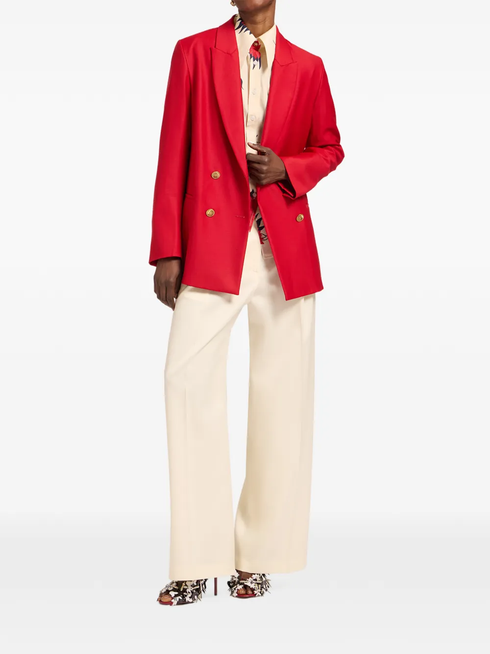 La Doublej Double-breasted Blazer In Red