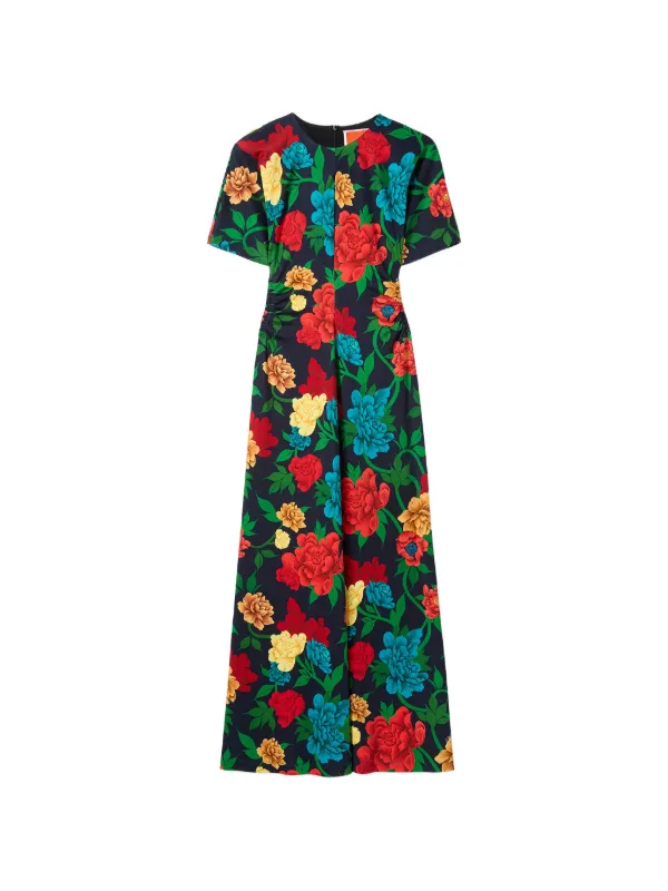 La DoubleJ Floral Ruched Dress in Blue