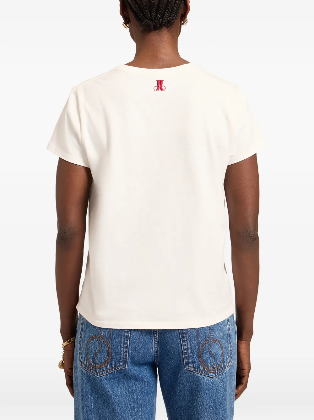 La DoubleJ T-shirt met borduurwerk Wit