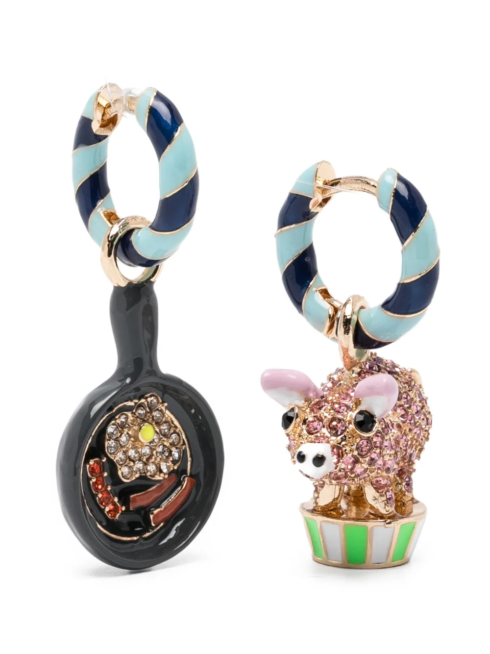 Essentiel Antwerp Jubby striped-detail charm earrings - Blu