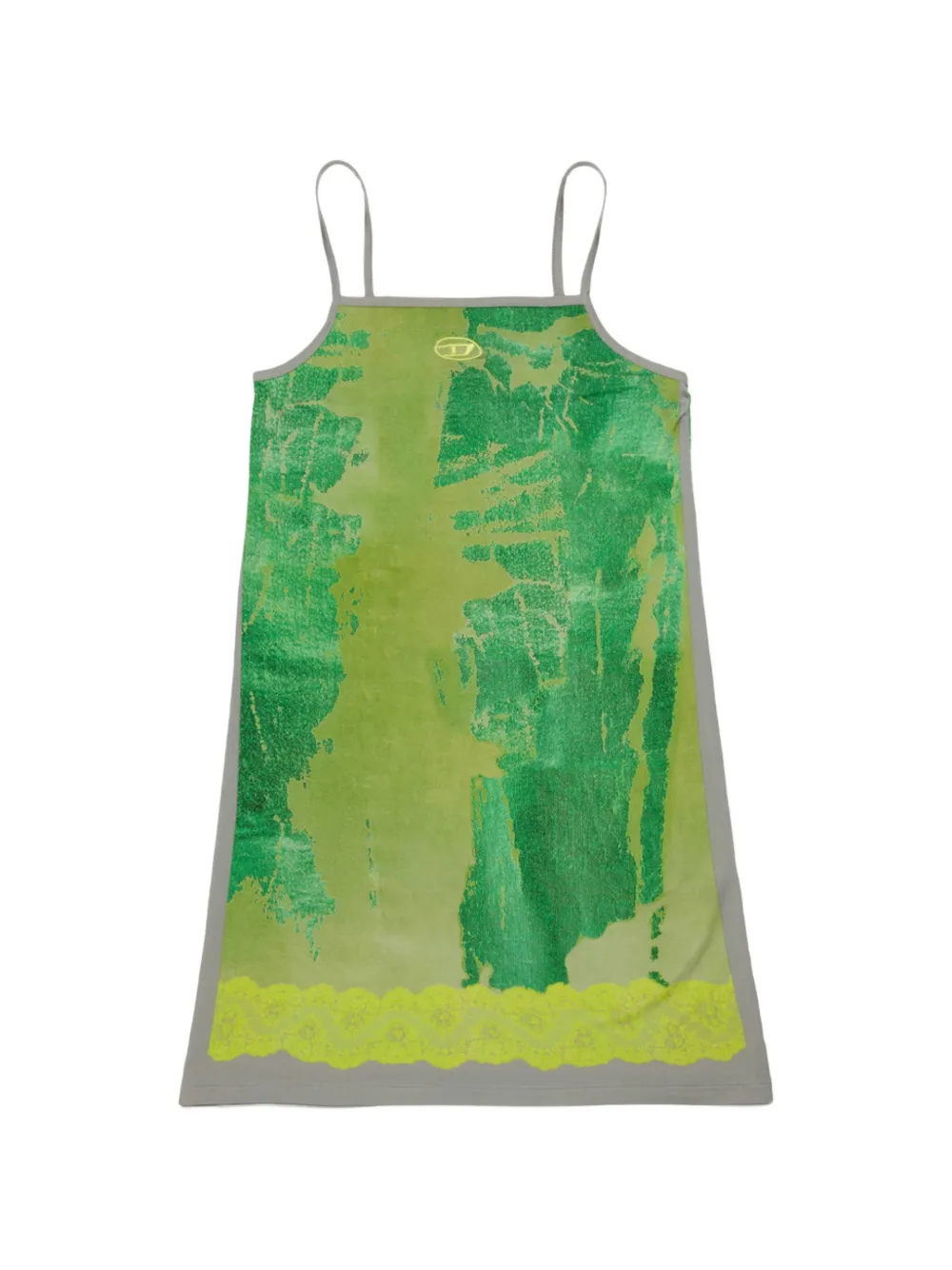 Diesel Kids graphic-print lace-trim dress - Verde
