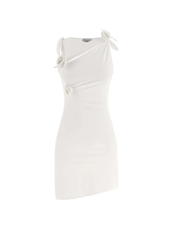 Coperni Flower Asymmetric Dress | White
