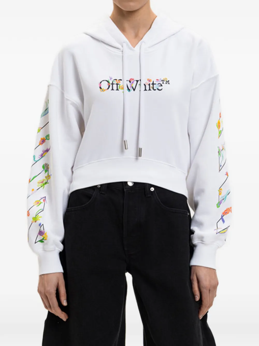 Off-White Trui met bloemenprint en capuchon Wit