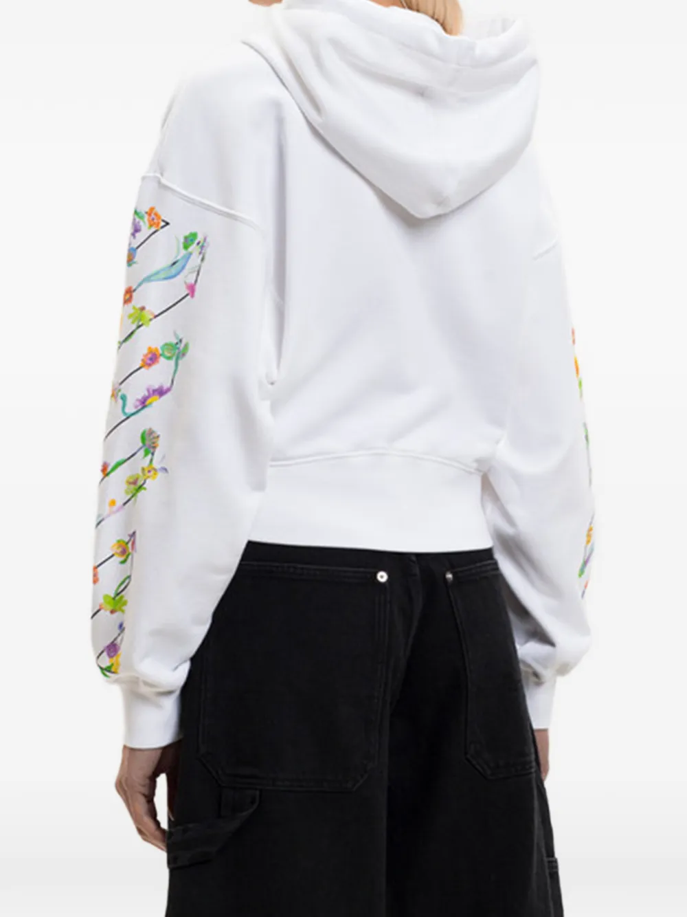 Off-White Trui met bloemenprint en capuchon Wit