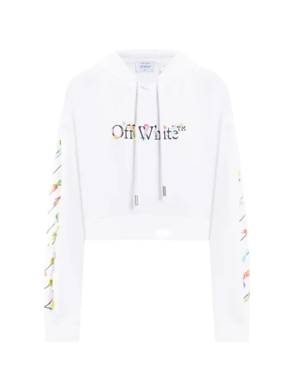 Off-White Floral-print Hooded Knitwear in White