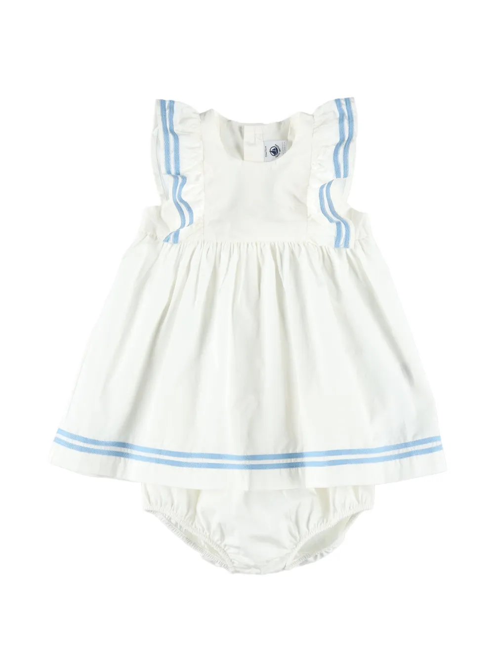 Petit Bateau Abito con bordi a righe (2 pezzi) - Bianco