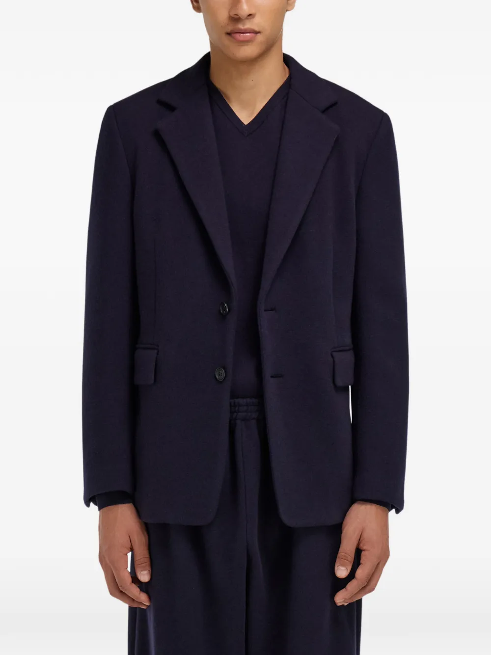  Ferragamo Single Breasted Jersey Blazer - Blue 