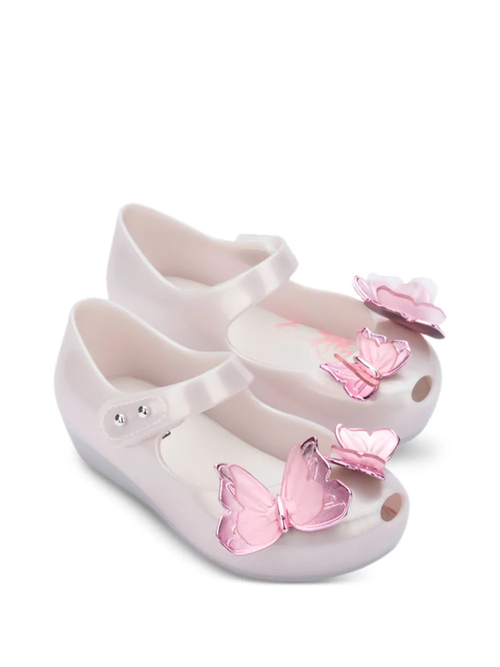 Mini Melissa Ballerina's met vlinder-applicatie Beige