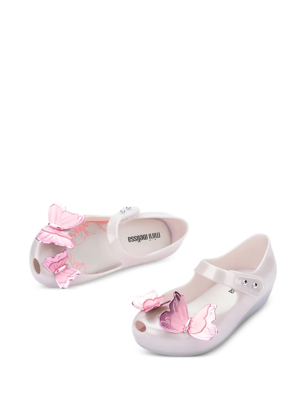 Mini Melissa Ballerina's met vlinder-applicatie Beige