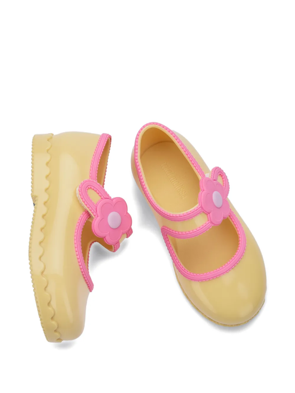 Mini Melissa Ballerina's met bloemapplicatie Geel