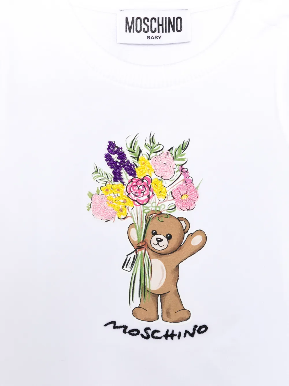  Moschino Kids Ruffle Teddy-bear Top - White 