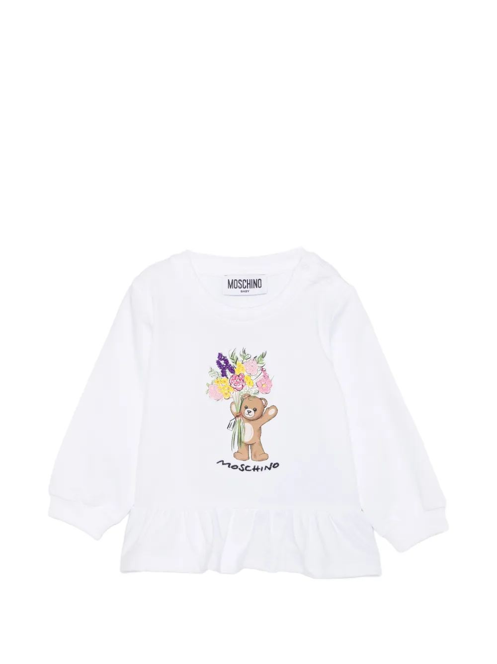 Moschino Kids ruffle teddy-bear top - Bianco