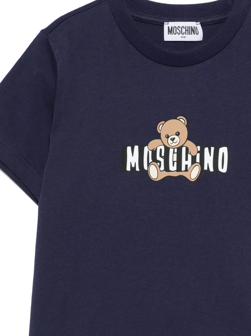 Moschino Kids Teddy T-shirt met logo Blauw