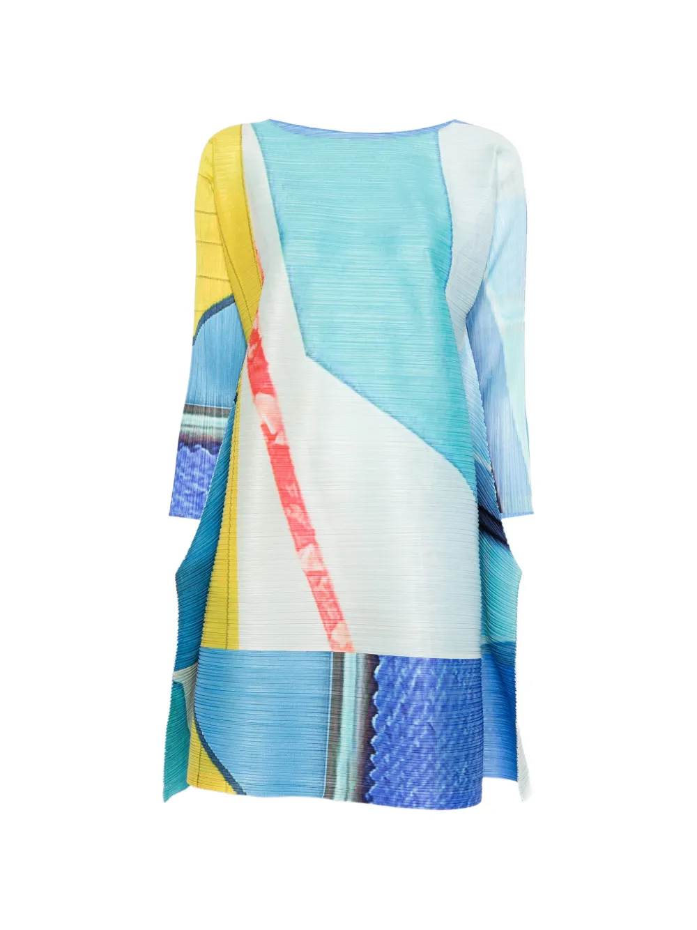 Pleats Please Issey Miyake Top City Collage plissettato - Blu