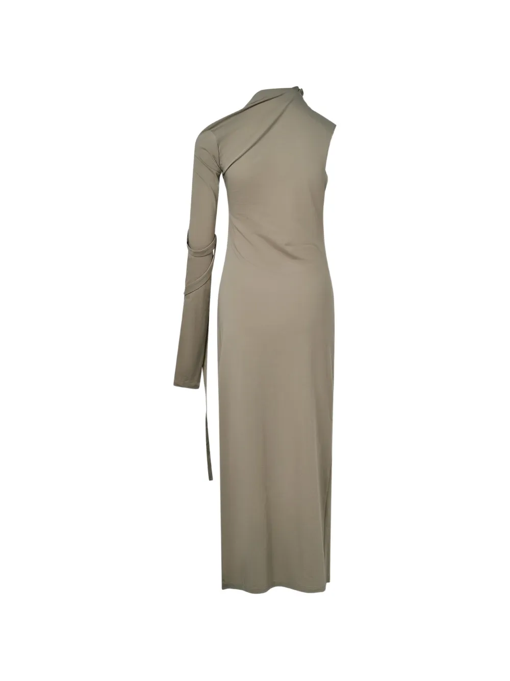  Grace Elwood Draped Asymmetric Midi Dress - Neutrals 