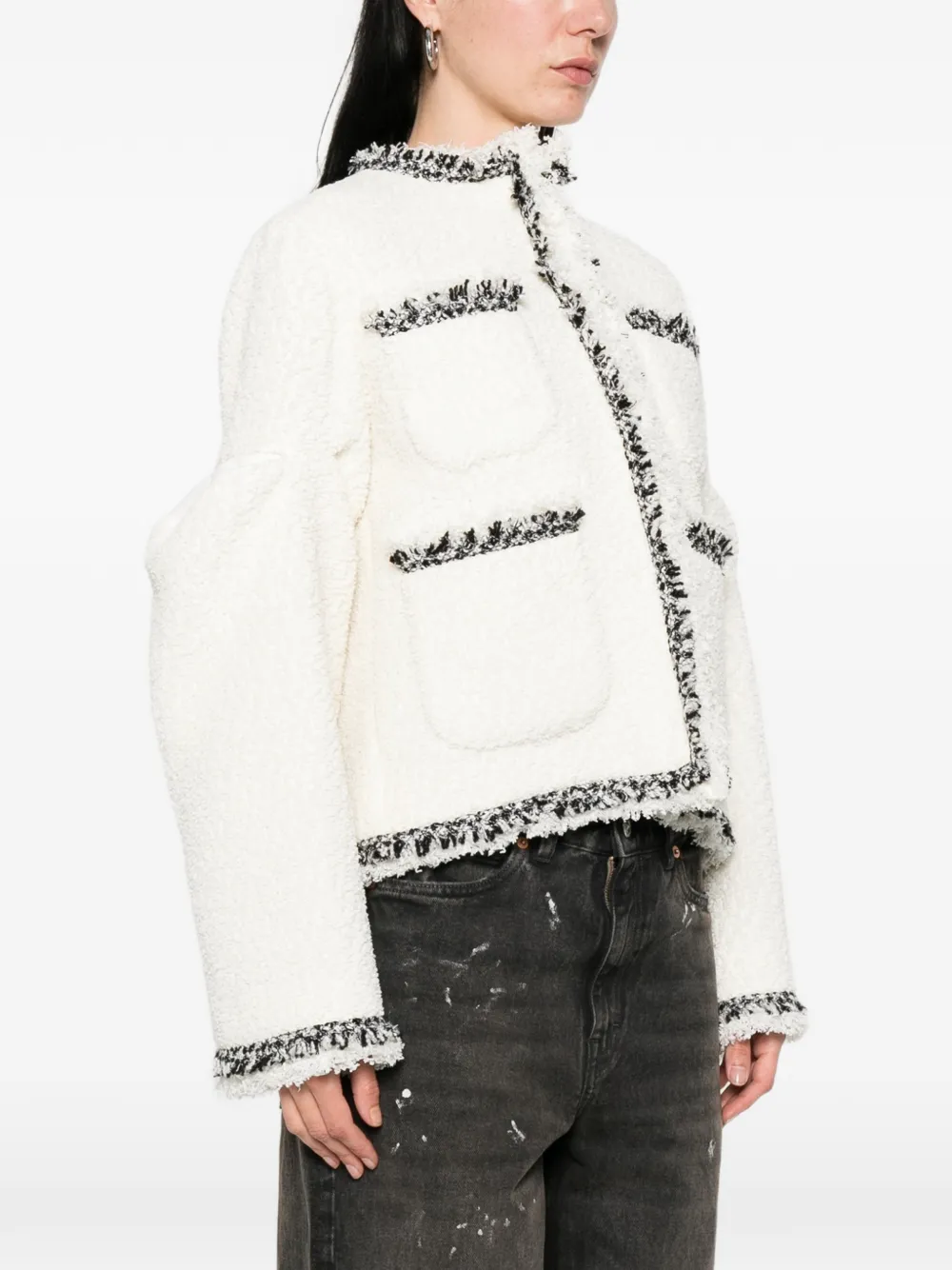 Sacai ツイード ジャケット | ニュートラル | FARFETCH JP