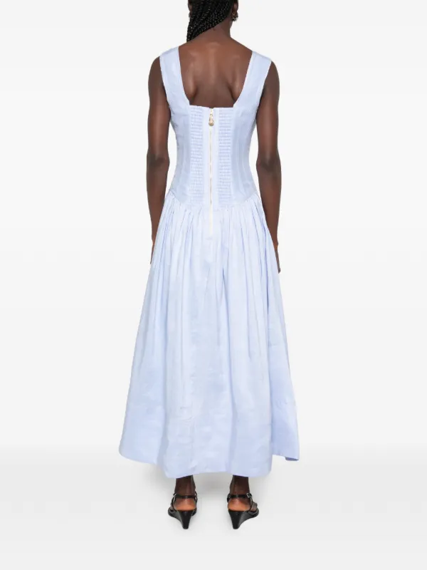aje blue dress Alma Midi Dress-MIST BLUE / 4