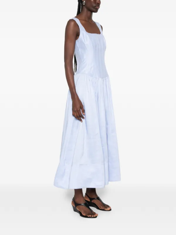 aje white and blue dress Aje Spirelle Panelled Midi Dress | Blue