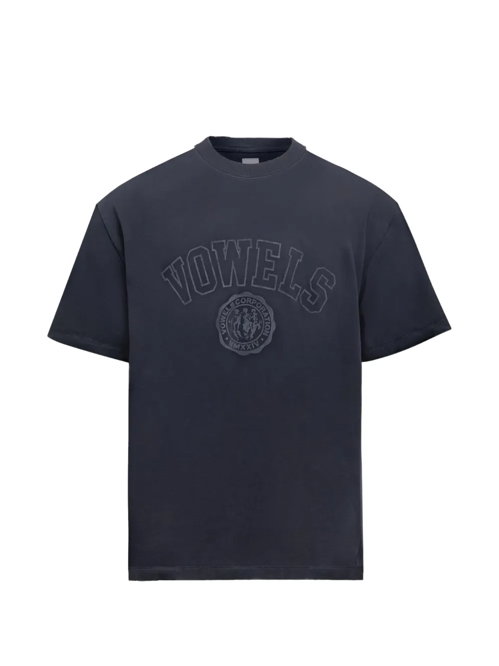 Vowels round-neck short-sleeve T-shirt | Blue | Image 1