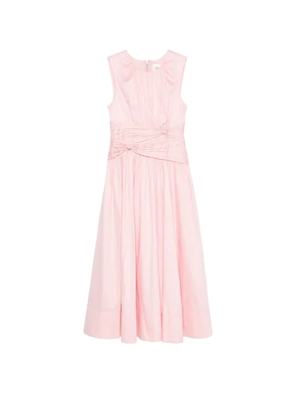 aje pink dress Crystallise Pleated Mini Dress-FUCHSIA ROSE / 4 this gown embodies sophisticated luxury with a modern twist Agatha Knot Waist Midi Dress