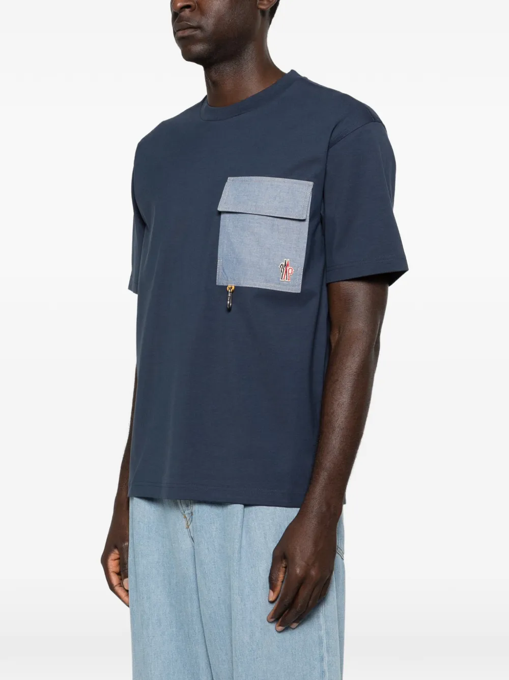Moncler Grenoble T-shirt met borstzak Blauw