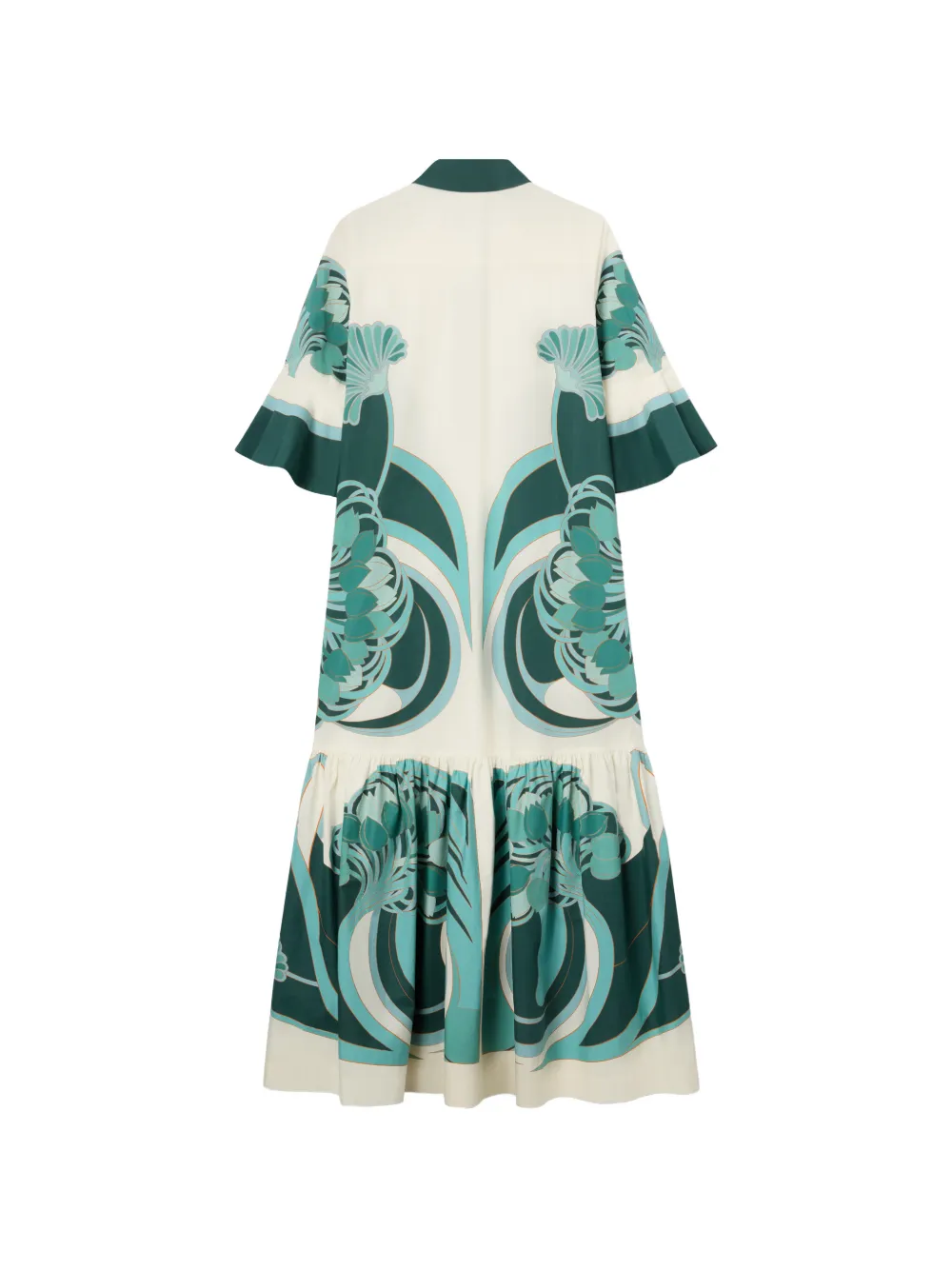 La DoubleJ Artemis jurk met bloemenprint en ruches Beige