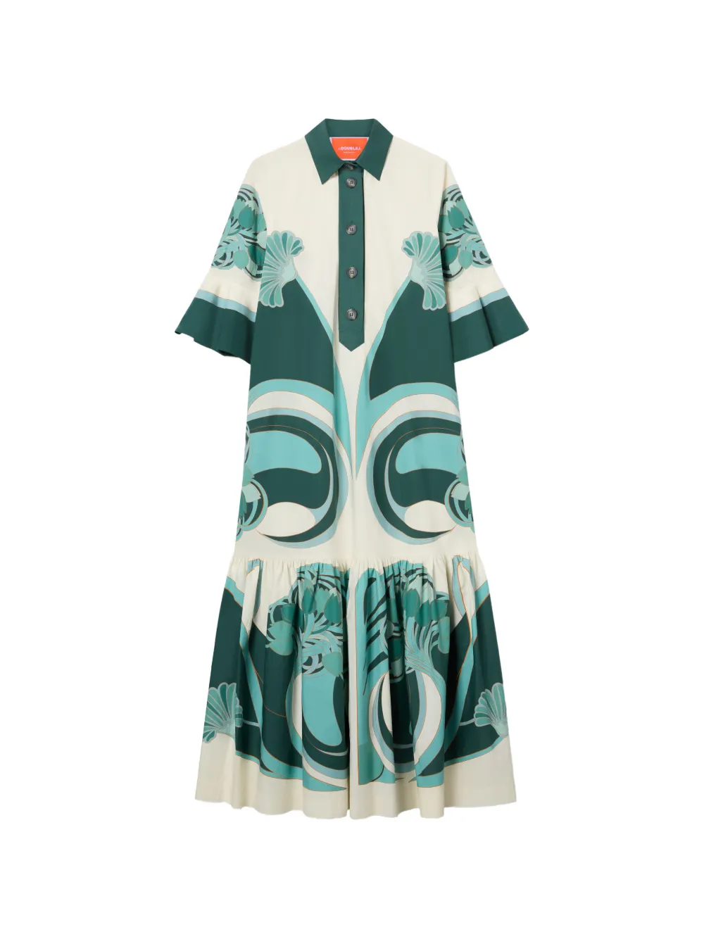 La DoubleJ Abito a fiori Artemis con ruches - Toni neutri