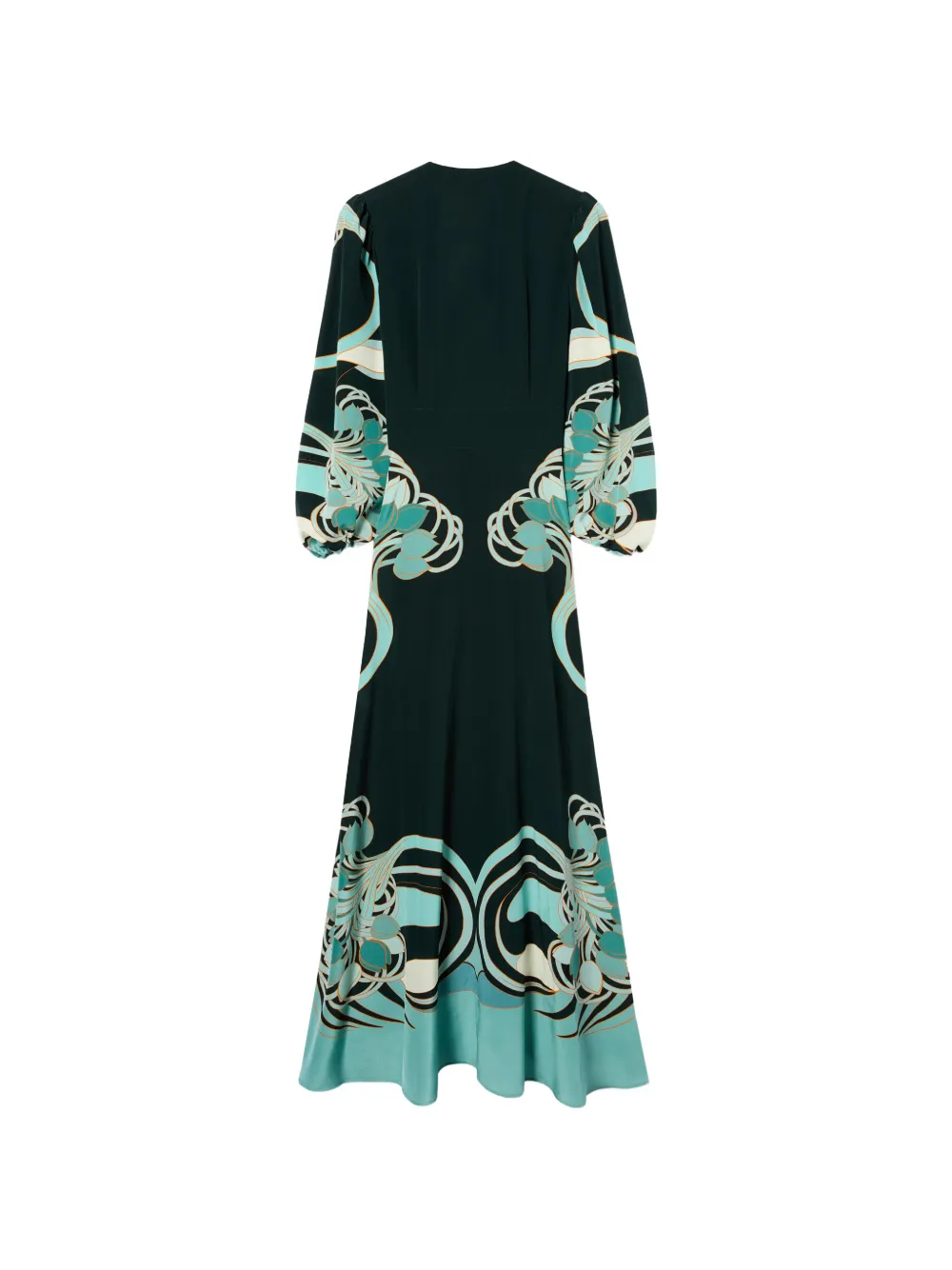 La DoubleJ Blooming Tulip Placée Camerino crêpe de chine maxi-jurk Groen