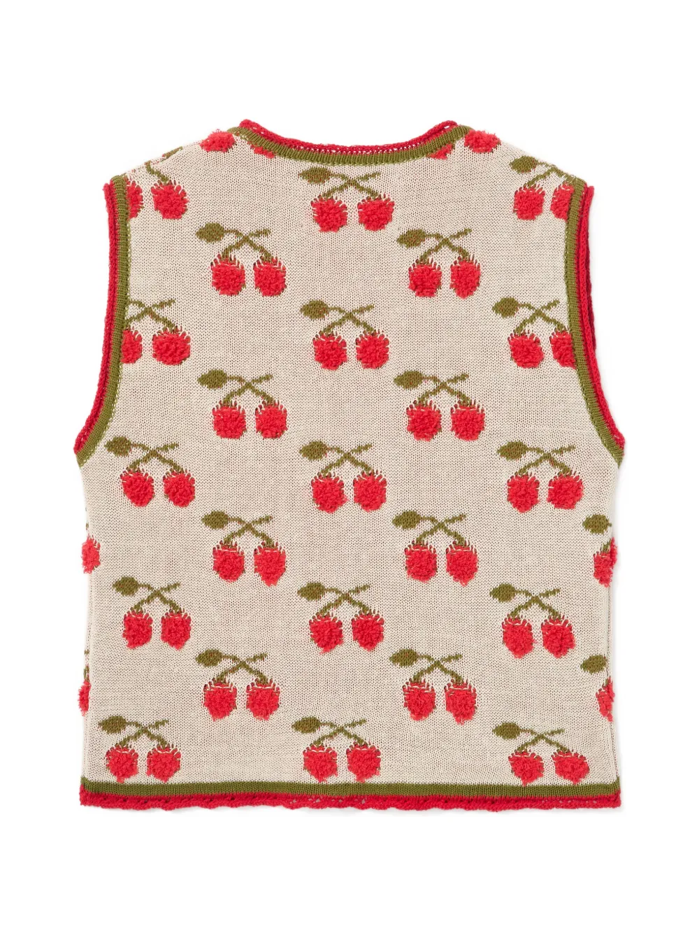 La DoubleJ Gilet met kersenstrik Beige