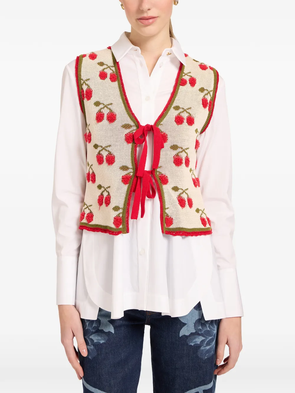  La Doublej Cherry Tie Gilet - Neutrals 