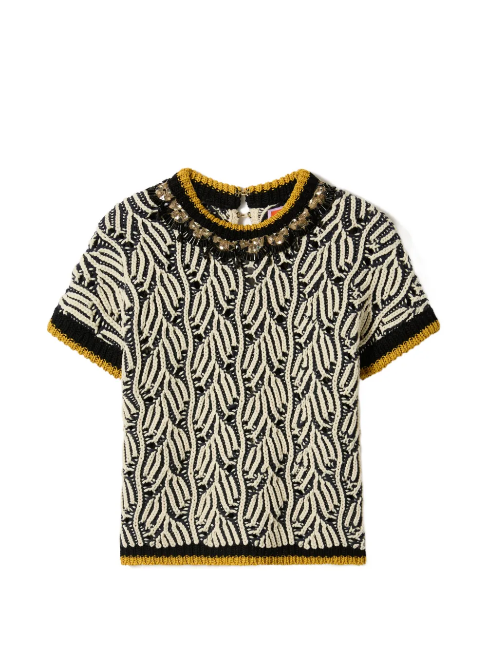 La DoubleJ patterned beaded top - Nero