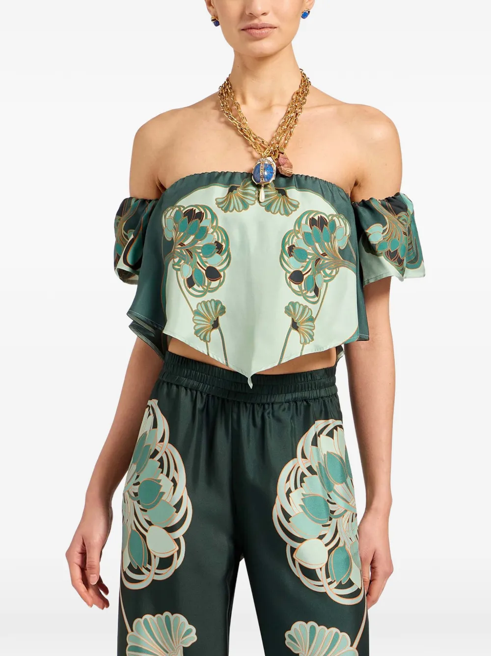 La DoubleJ Off-shoulder top Groen