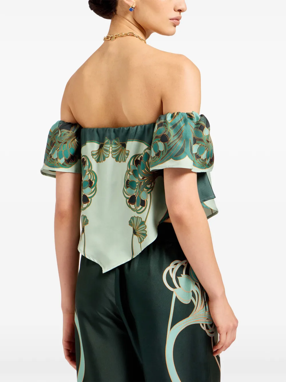 La DoubleJ Off-shoulder top Groen