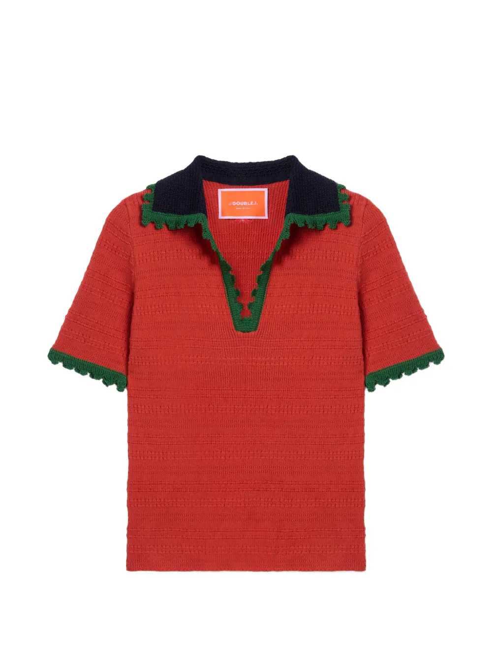 La DoubleJ scalloped knitted top - Rosso