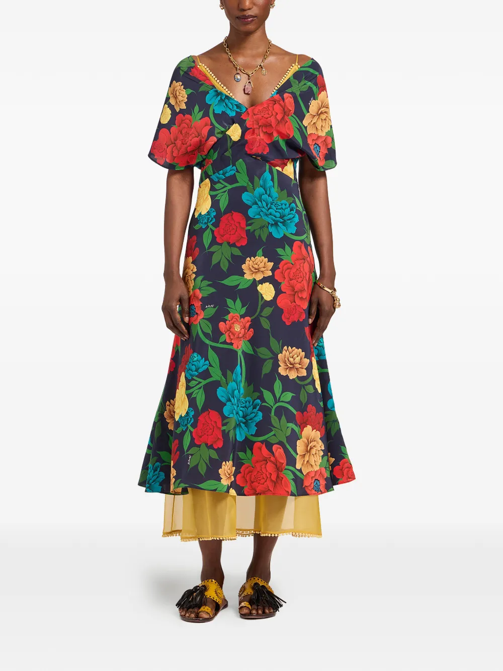 La DoubleJ Jurk met bloemenprint Blauw
