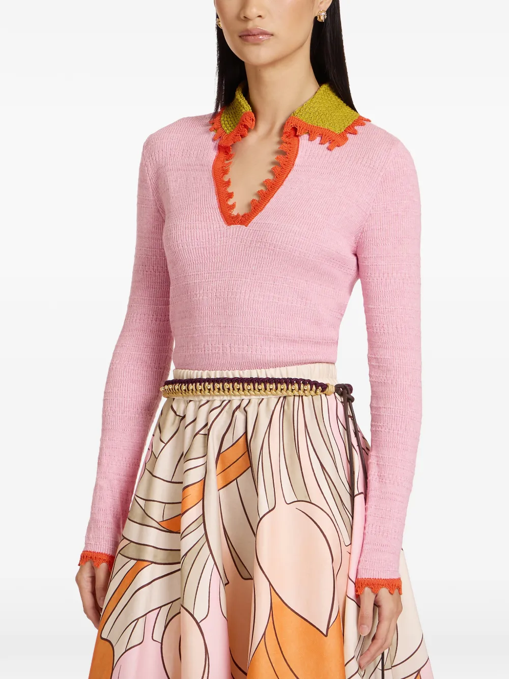  La Doublej Picket Polo Jumper - Pink 