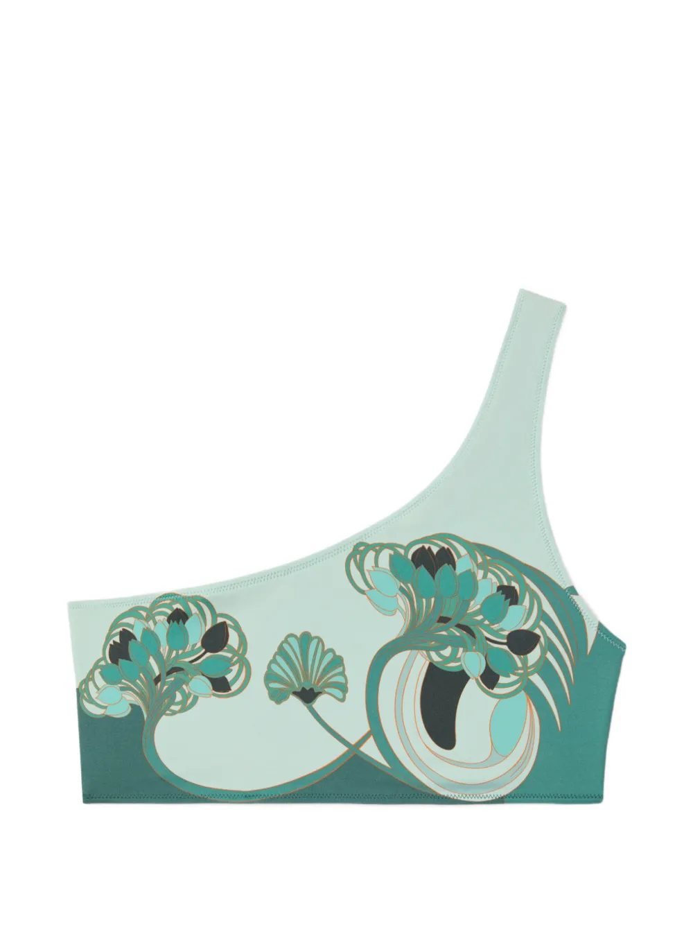 La DoubleJ Asymmetrisch badpak met bloemen Groen