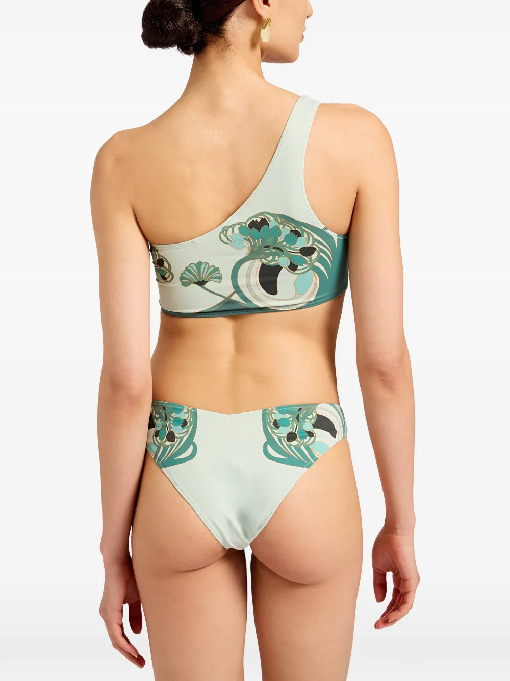 La DoubleJ Asymmetrisch badpak met bloemen Groen