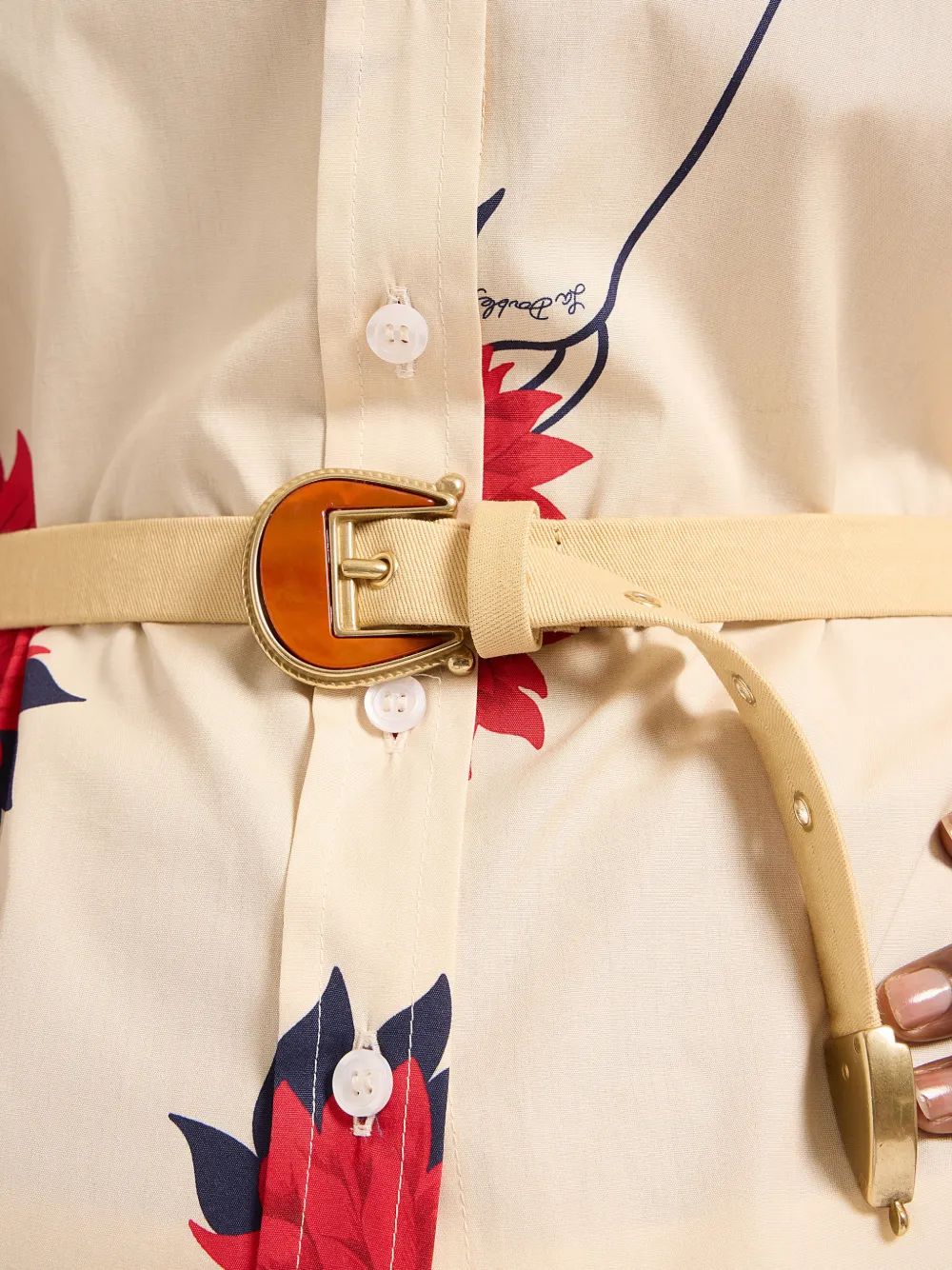  La Doublej Eyelet Detail Buckle Belt - Neutrals 