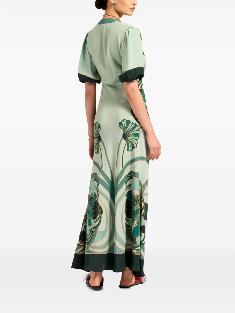 La DoubleJ Marlene Dietrich jurk met V-hals Groen