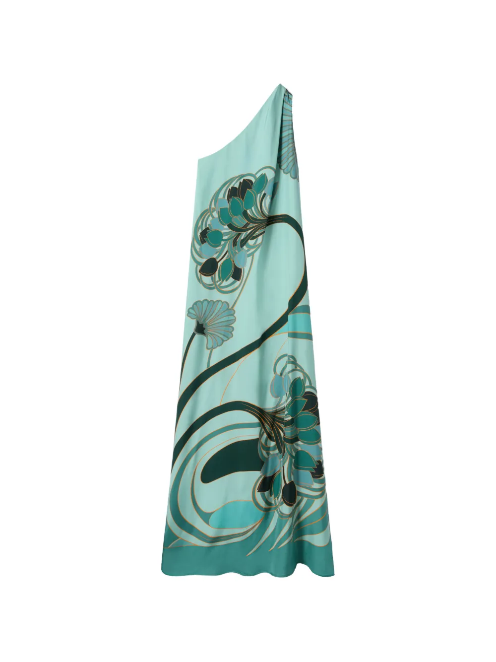 La DoubleJ Blooming Tulip Placée mint in silk twill Roy dress - Verde
