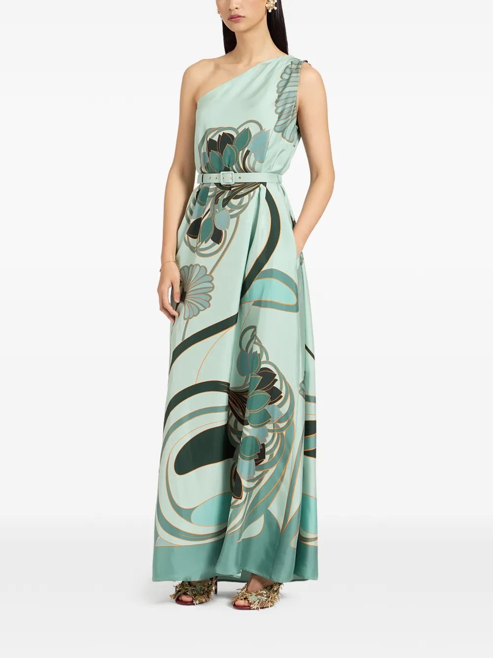 La DoubleJ Asymmetrische maxi-jurk Groen