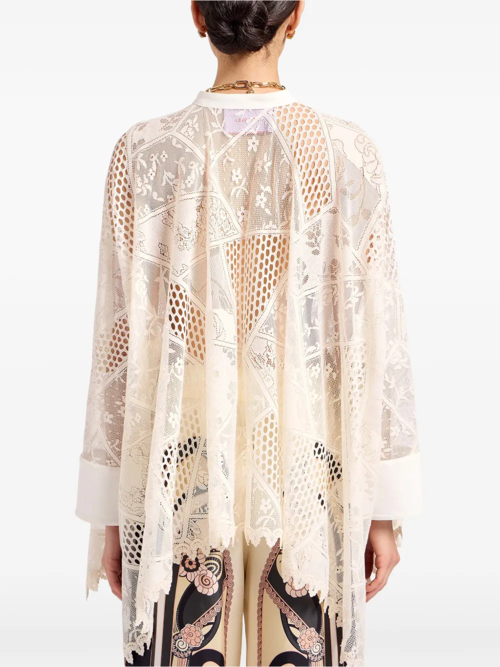 La DoubleJ Blouse met kraag en kant Beige