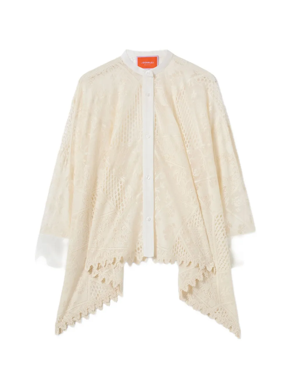 La DoubleJ Blouse met kraag en kant Beige