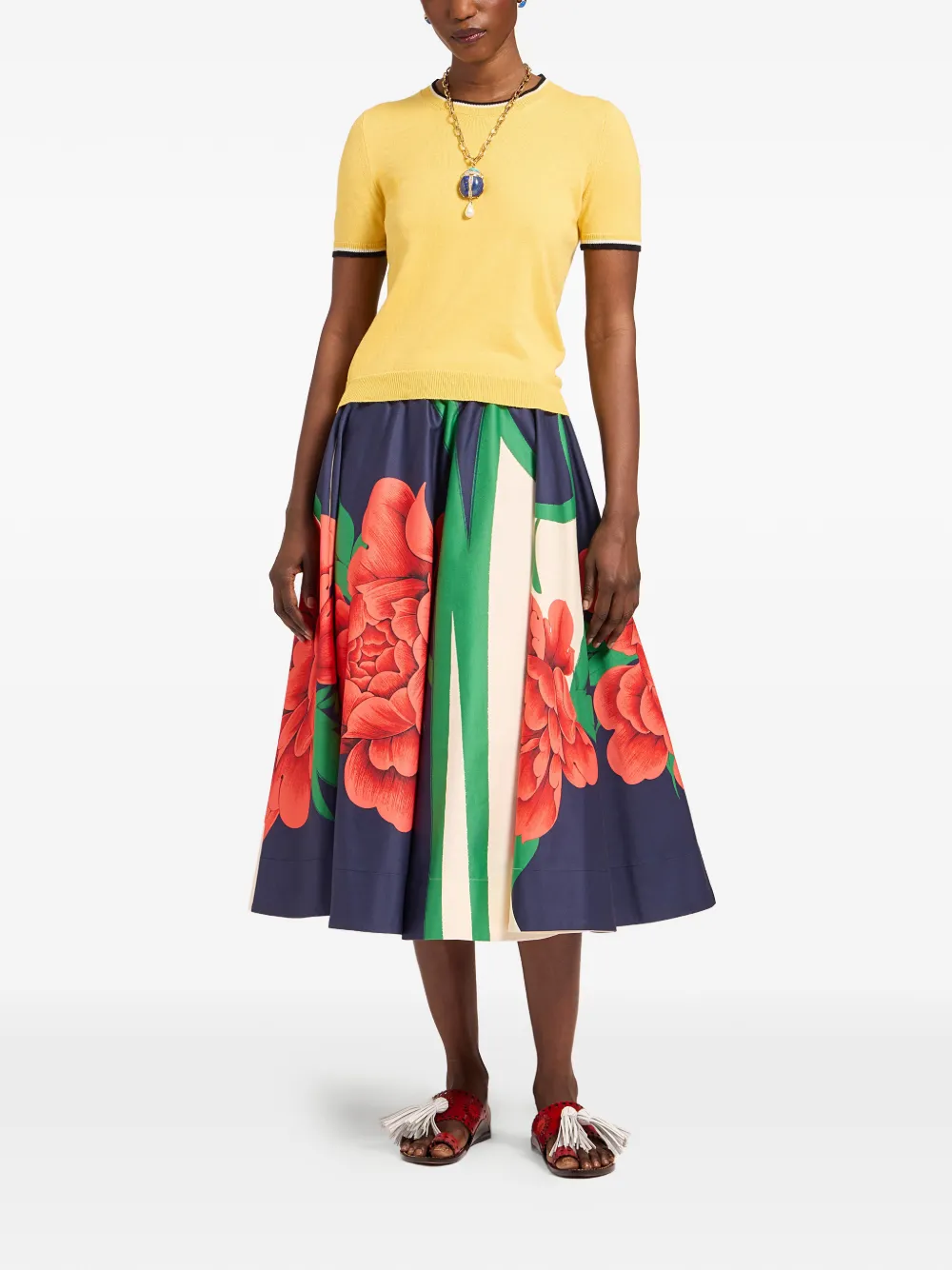 La DoubleJ Rok met bloemenprint Blauw