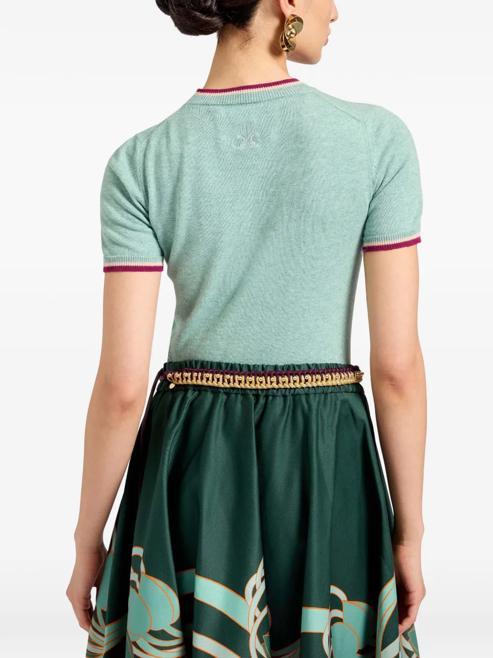 La DoubleJ T-shirt met geribbelde afwerking Groen